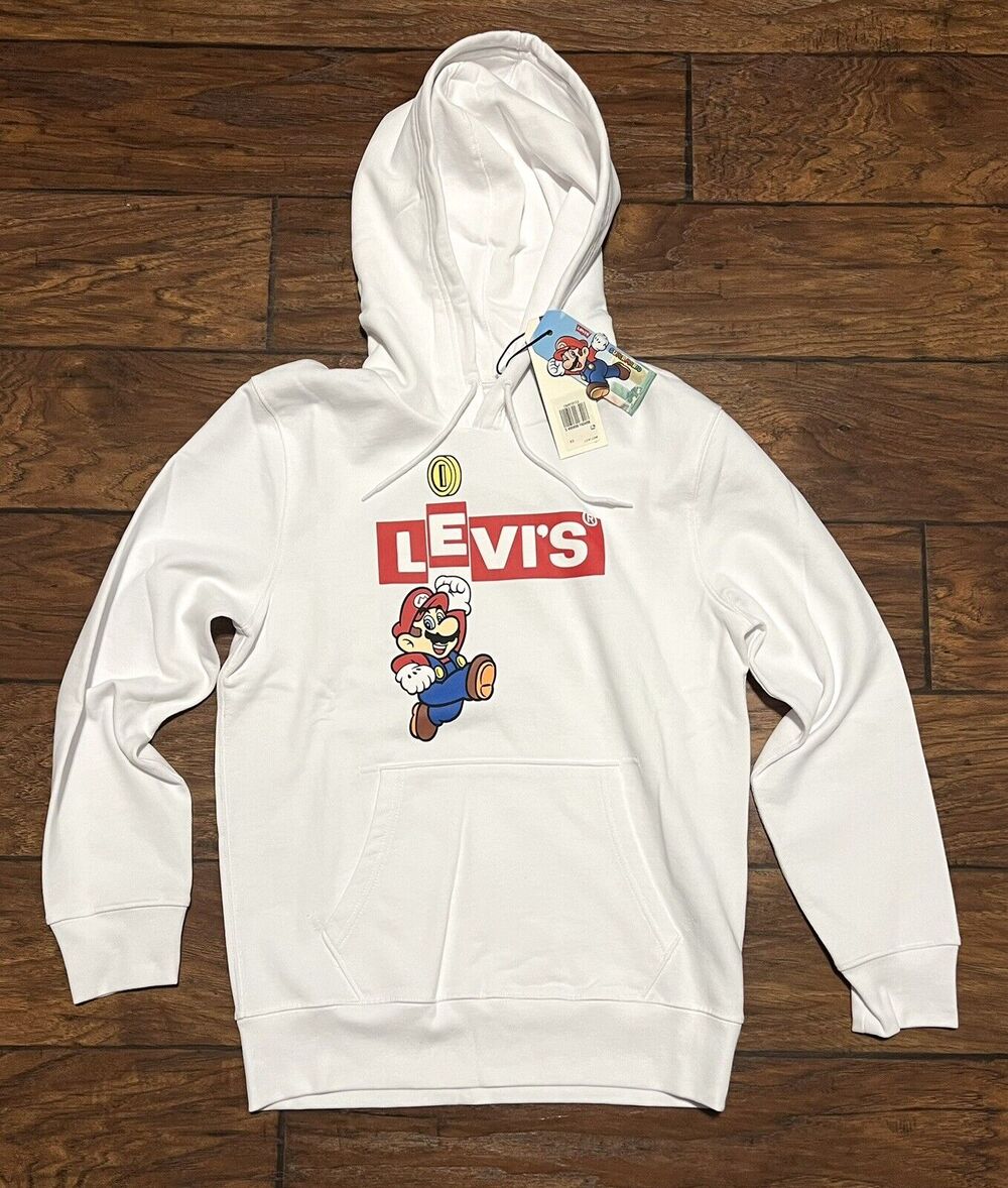 Levis Super Mario Bros Hoodie Mens Size XS White Limited Edition Pullover